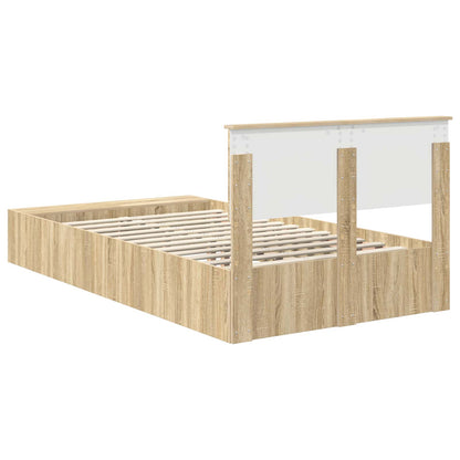 Bed Frame with Shelf Sonoma Oak 120 x 200 cm Engineered Wood