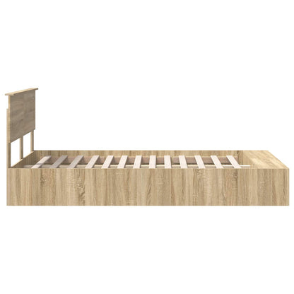 Bed Frame with Shelf Sonoma Oak 120 x 200 cm Engineered Wood