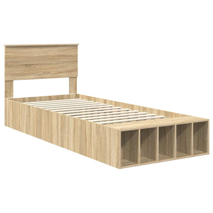 Bed Frame with Shelf Sonoma Oak 100 x 200 cm Engineered Wood
