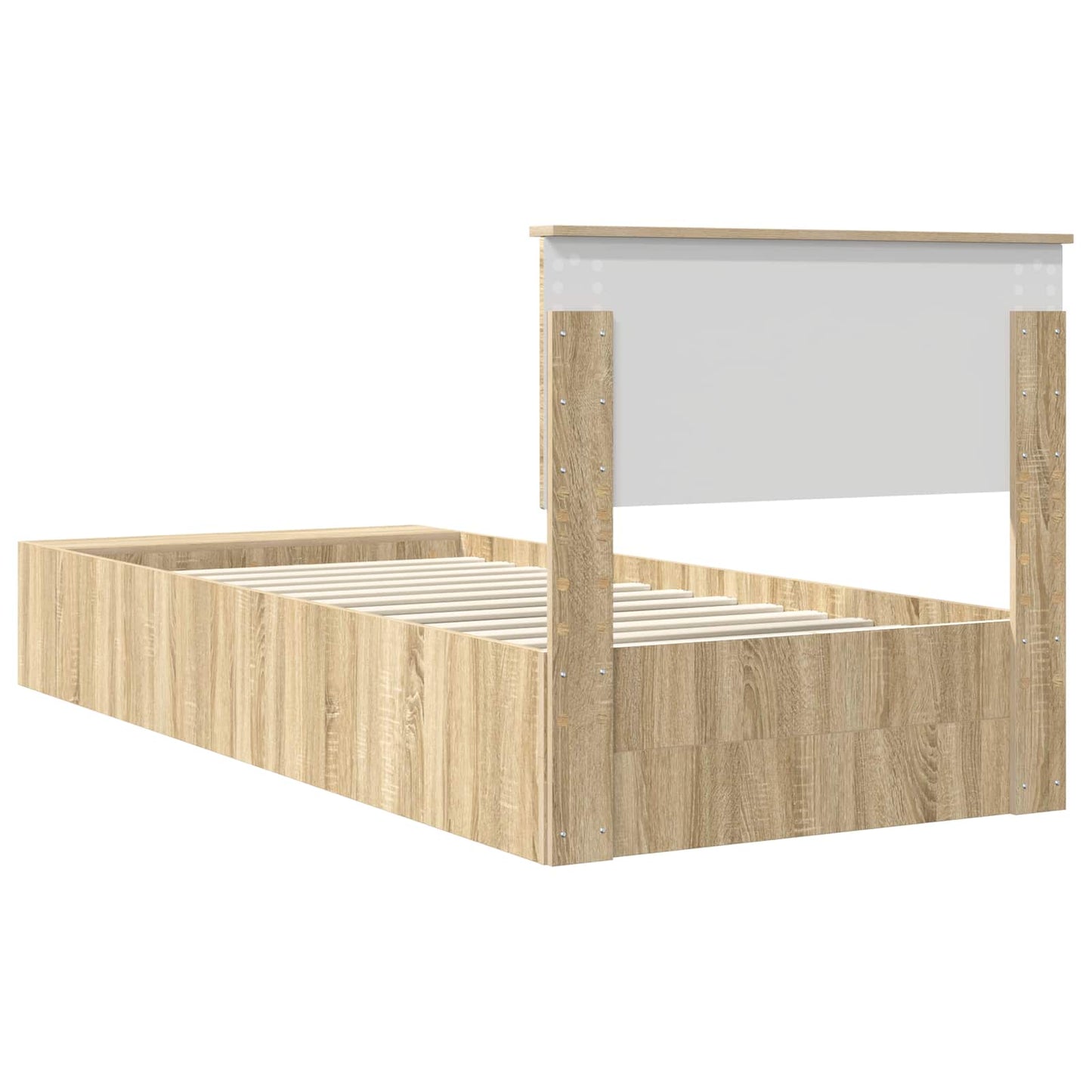 Bed Frame with Shelf Sonoma Oak 100 x 200 cm Engineered Wood