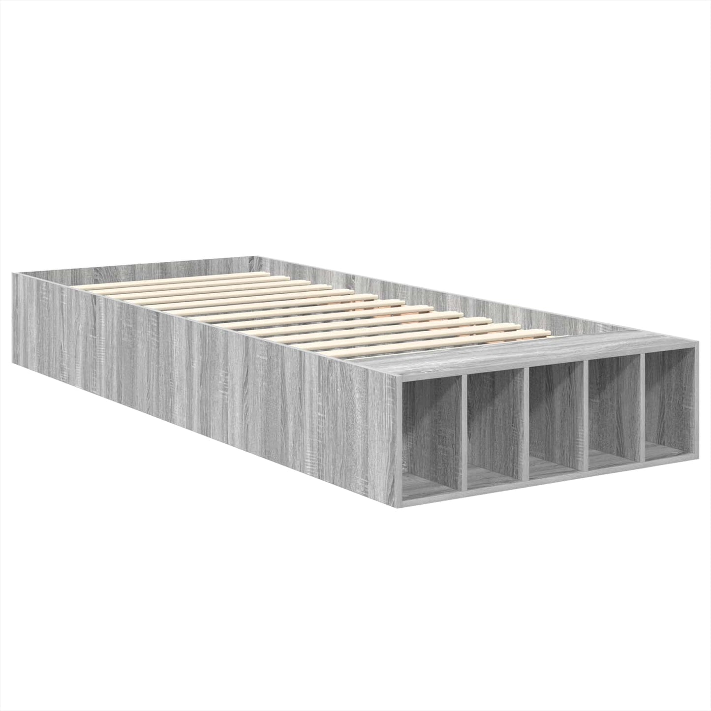 Bed Frame with Shelf Grey Sonoma 100 x 200 cm Engineered Wood