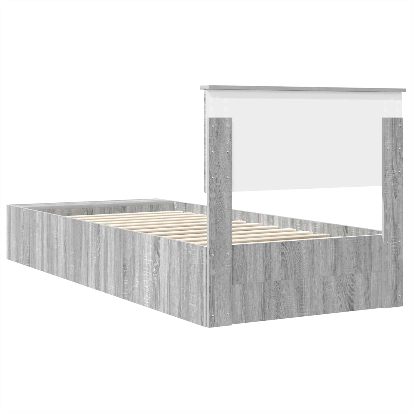 Bed Frame with Shelf Grey Sonoma 100 x 200 cm Engineered Wood