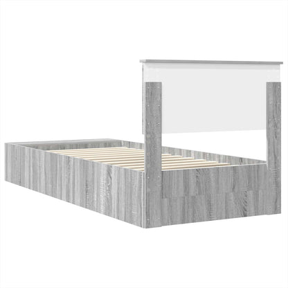 Bed Frame with Shelf Grey Sonoma 100 x 200 cm Engineered Wood