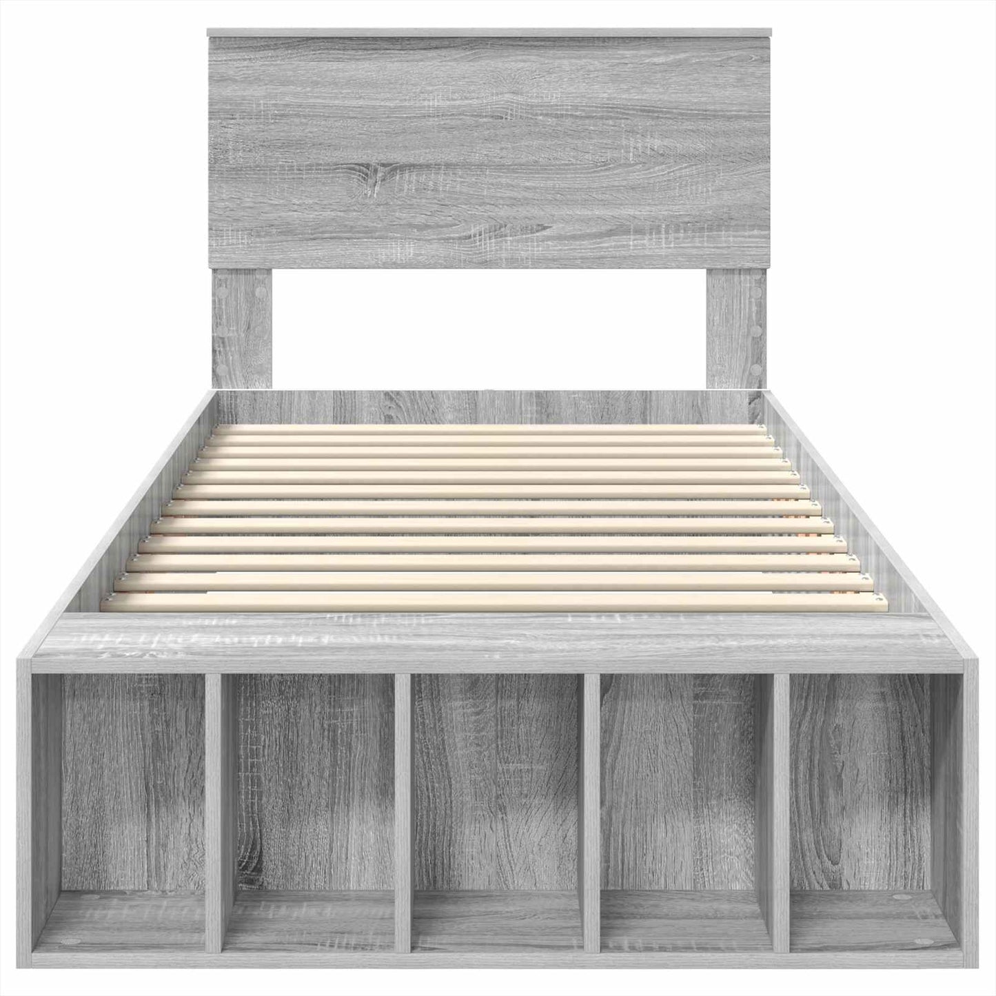 Bed Frame with Shelf Grey Sonoma 100 x 200 cm Engineered Wood