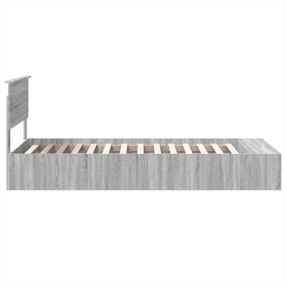 Bed Frame with Shelf Grey Sonoma 100 x 200 cm Engineered Wood