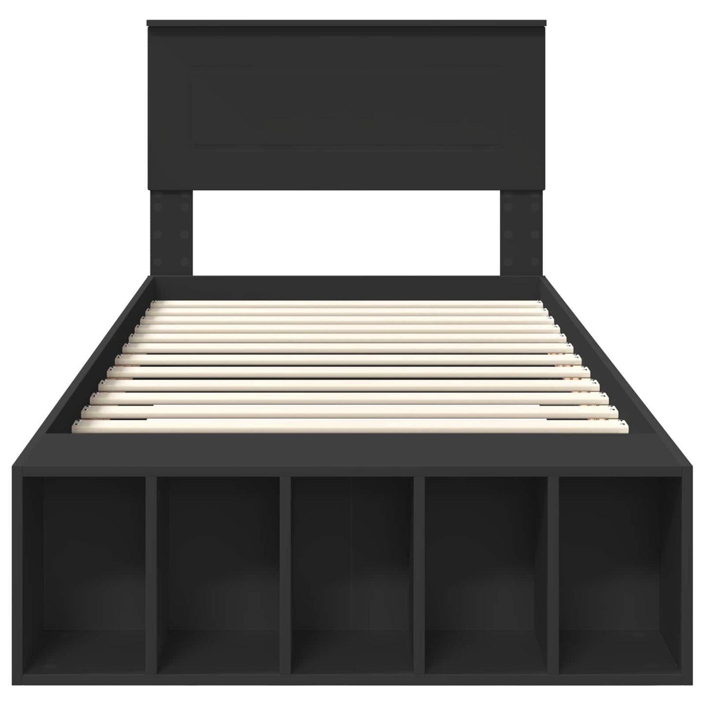 Bed Frame with Shelf Manual Black 90 x 190 cm Engineered Wood