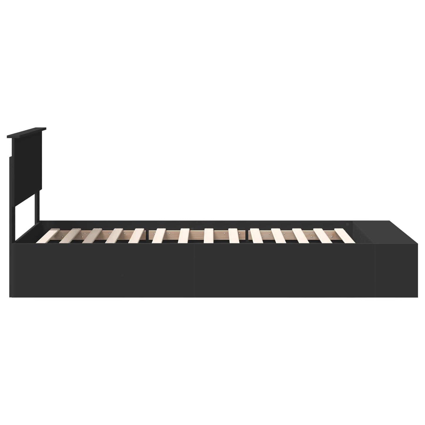 Bed Frame with Shelf Manual Black 90 x 190 cm Engineered Wood