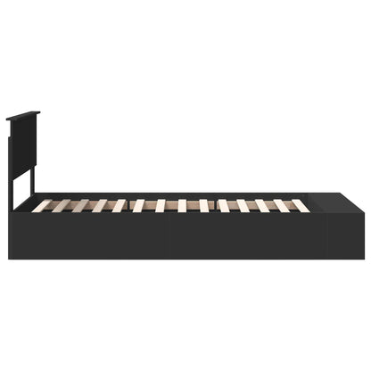 Bed Frame with Shelf Manual Black 90 x 190 cm Engineered Wood