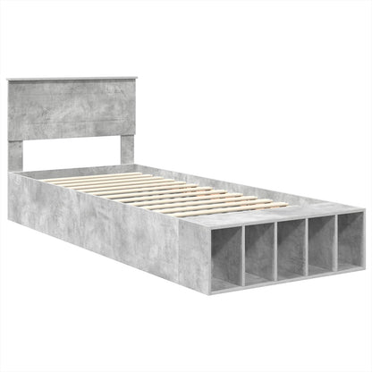 Bed Frame with Shelf Concrete Grey 90 x 200 cm Engineered Wood