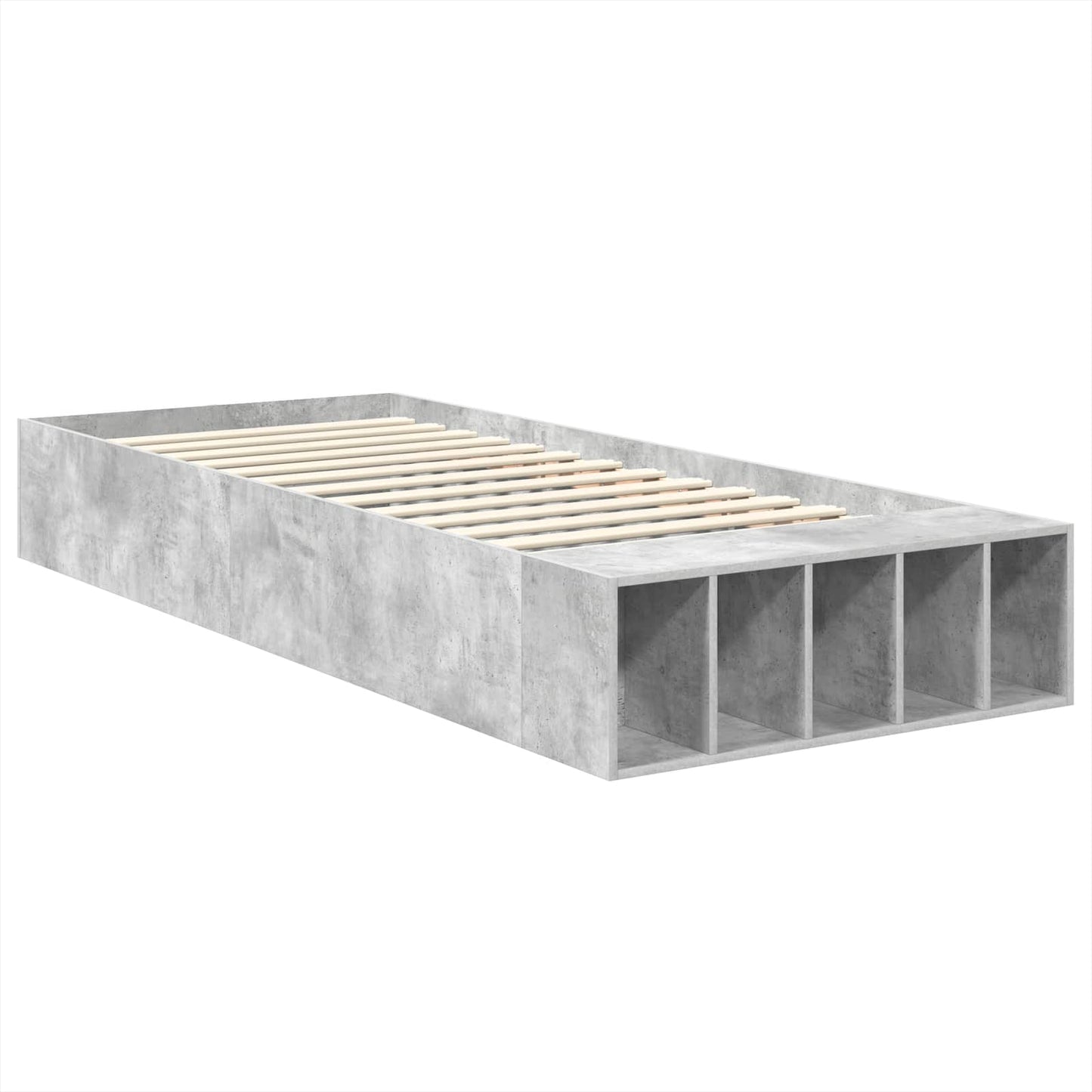 Bed Frame with Shelf Concrete Grey 90 x 200 cm Engineered Wood