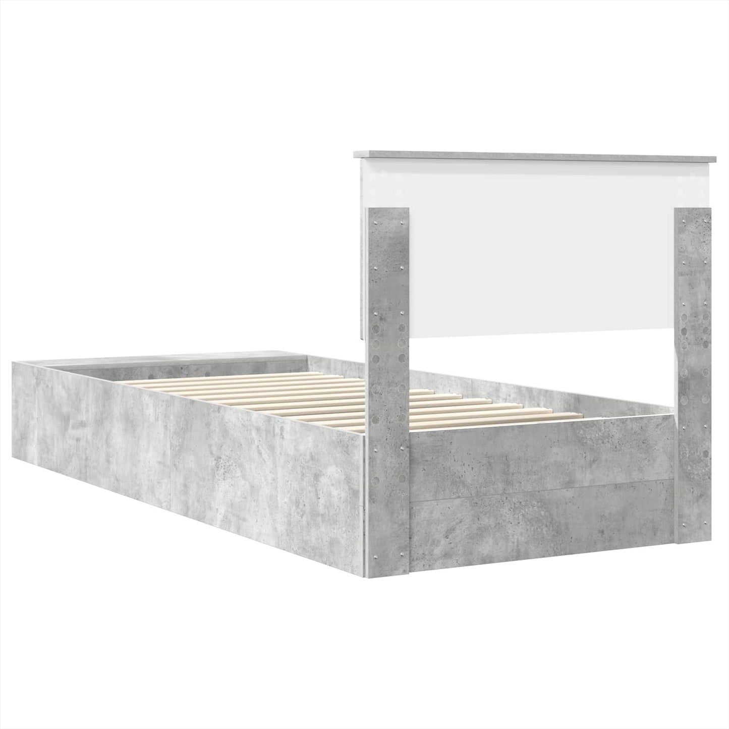 Bed Frame with Shelf Concrete Grey 90 x 200 cm Engineered Wood