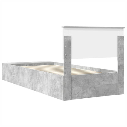 Bed Frame with Shelf Concrete Grey 90 x 200 cm Engineered Wood