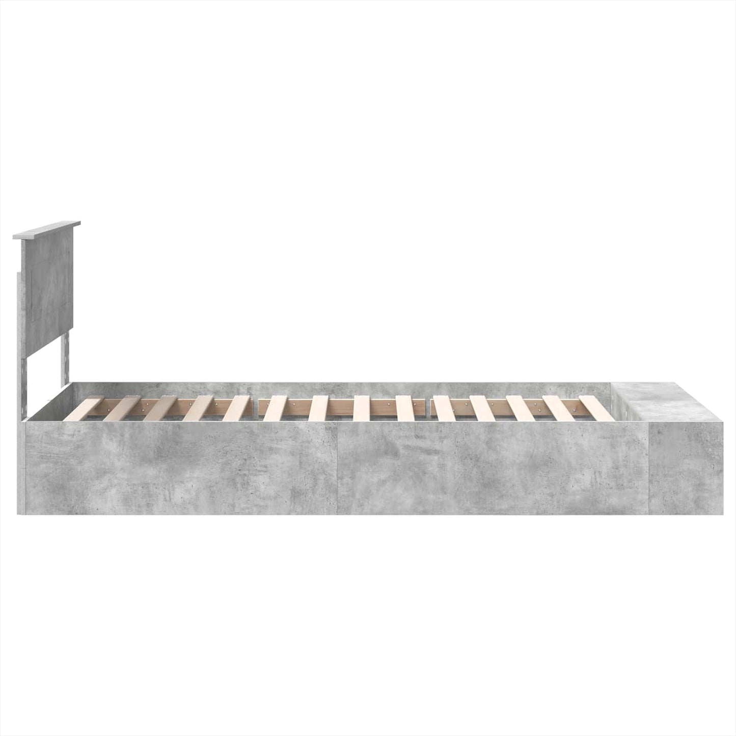 Bed Frame with Shelf Concrete Grey 90 x 200 cm Engineered Wood
