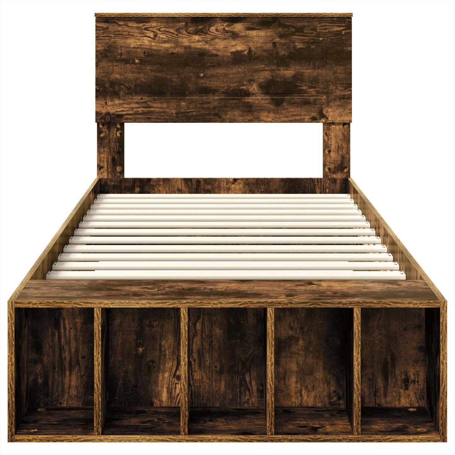 Bed Frame with Shelf Smoked Oak 90 x 200 cm Engineered Wood