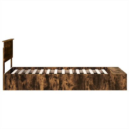 Bed Frame with Shelf Smoked Oak 90 x 200 cm Engineered Wood