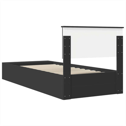 Bed Frame with Shelf Manual Black 75 x 190 cm Engineered Wood