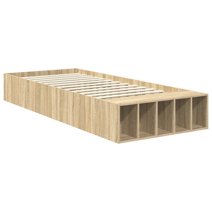Bed Frame with Shelf Sonoma Oak 75 x 190 cm Engineered Wood