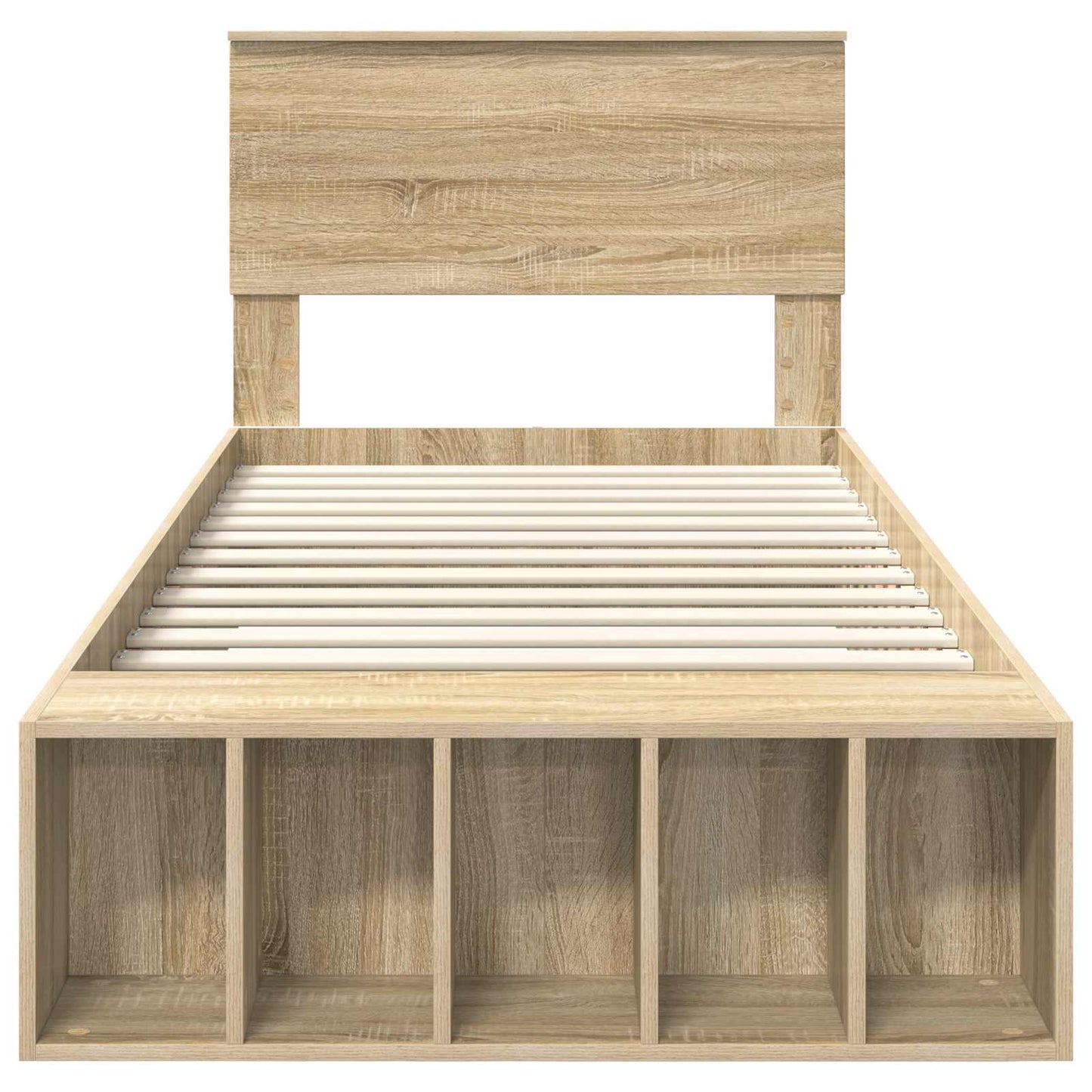 Bed Frame with Shelf Sonoma Oak 75 x 190 cm Engineered Wood