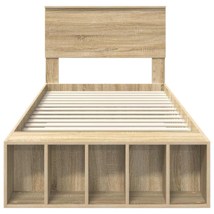 Bed Frame with Shelf Sonoma Oak 75 x 190 cm Engineered Wood