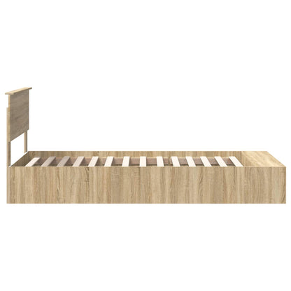 Bed Frame with Shelf Sonoma Oak 75 x 190 cm Engineered Wood
