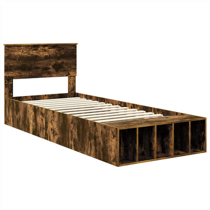 Bed Frame with Shelf Smoked Oak 75 x 190 cm Engineered Wood