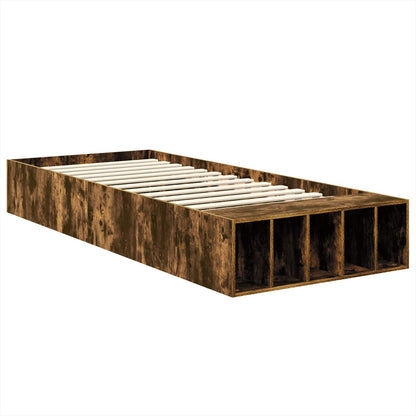 Bed Frame with Shelf Smoked Oak 75 x 190 cm Engineered Wood