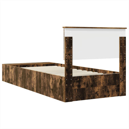 Bed Frame with Shelf Smoked Oak 75 x 190 cm Engineered Wood