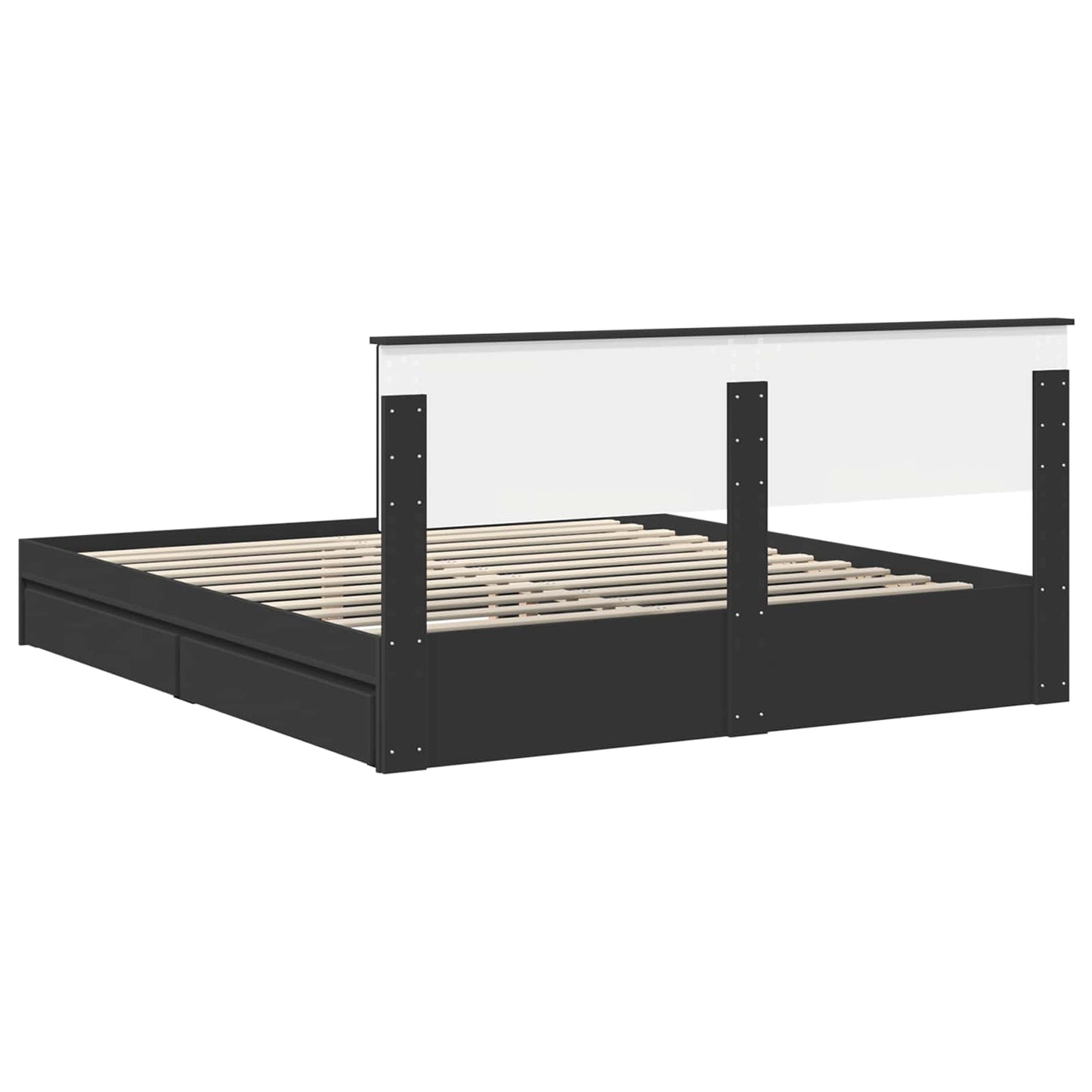 Storage Bed with Headboard Black 200 x 200 cm Engineered Wood