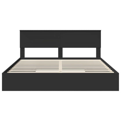 Storage Bed with Headboard Black 200 x 200 cm Engineered Wood