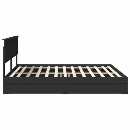 Storage Bed with Headboard Black 200 x 200 cm Engineered Wood