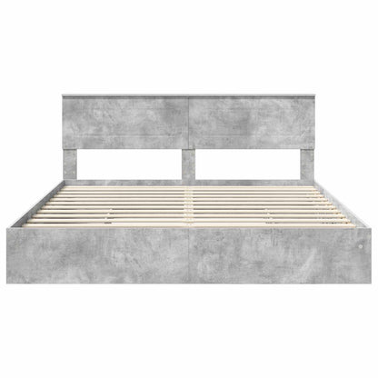 Storage Bed Concrete Grey 200 x 200 cm Engineered Wood