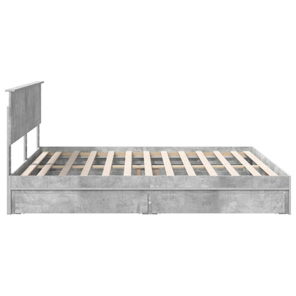 Storage Bed Concrete Grey 200 x 200 cm Engineered Wood