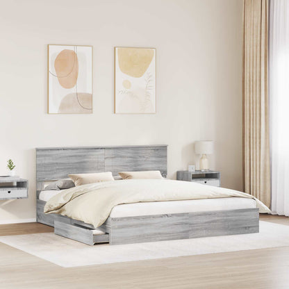 Storage Bed Grey Sonoma 200 x 200 cm Engineered Wood
