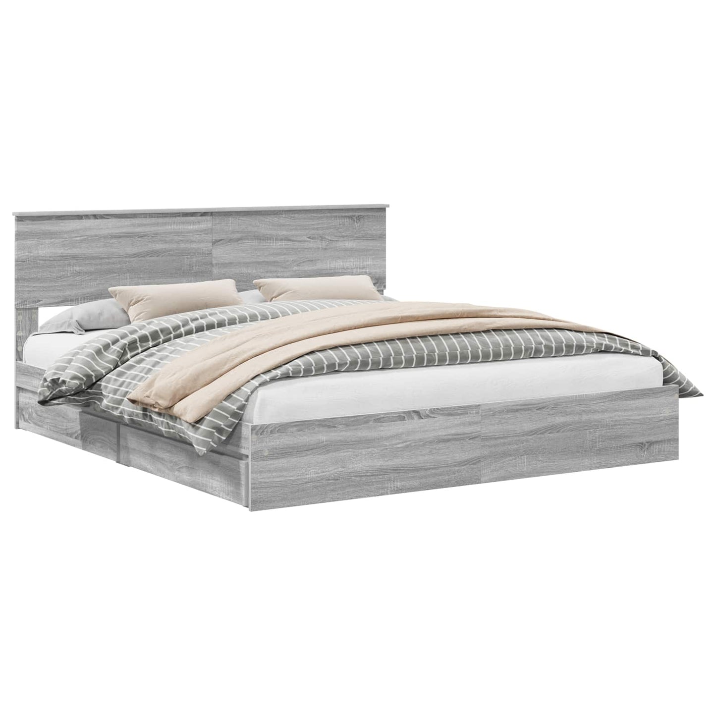Storage Bed Grey Sonoma 200 x 200 cm Engineered Wood