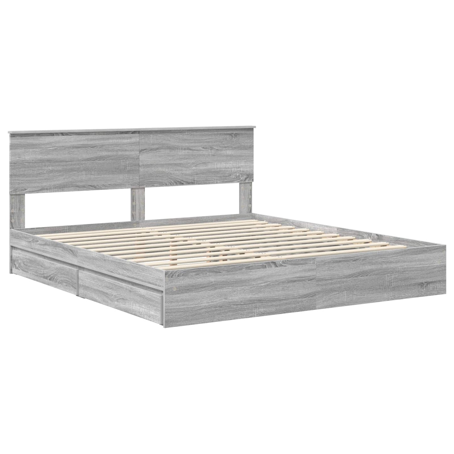 Storage Bed Grey Sonoma 200 x 200 cm Engineered Wood