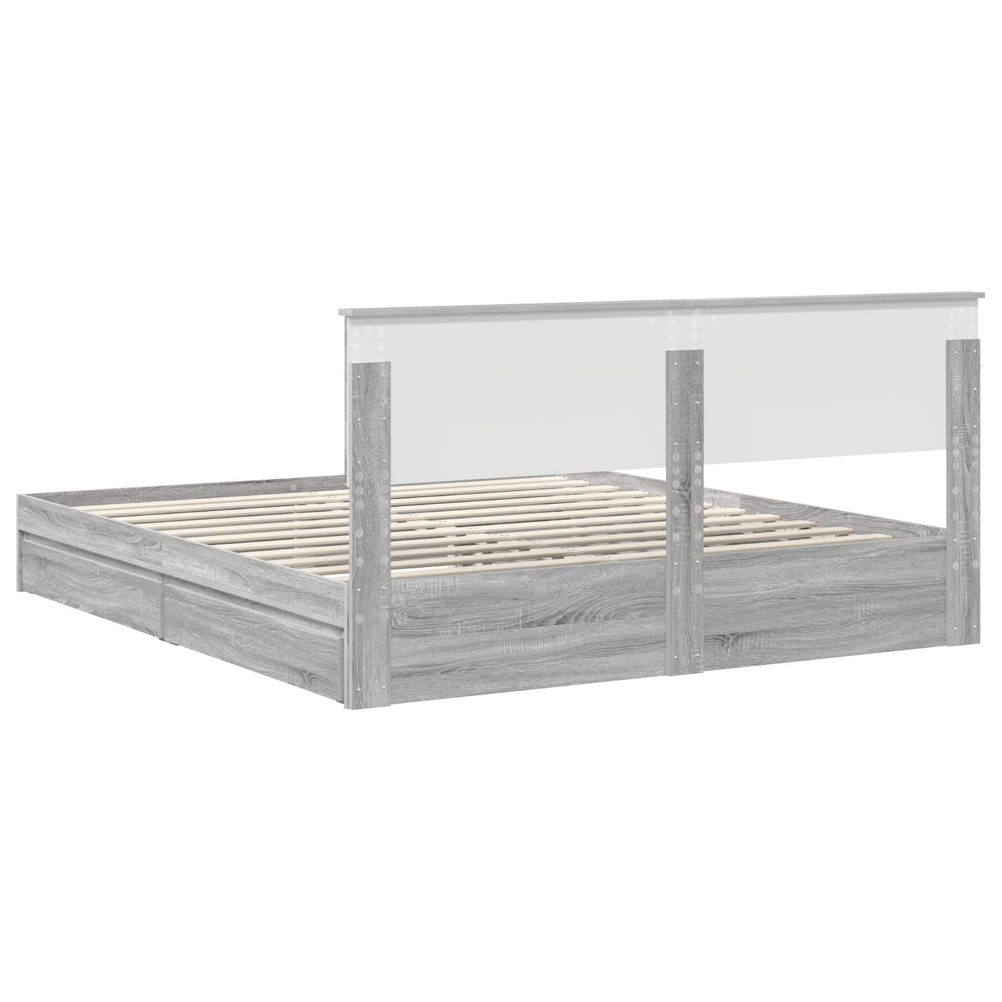 Storage Bed Grey Sonoma 200 x 200 cm Engineered Wood