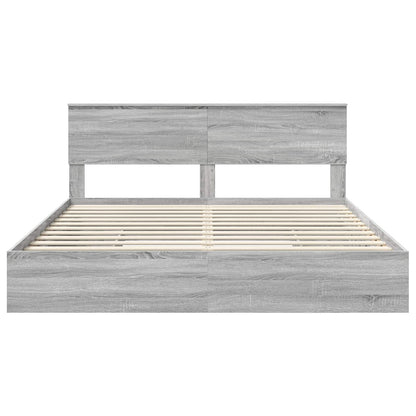 Storage Bed Grey Sonoma 200 x 200 cm Engineered Wood