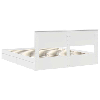 Storage Bed with Headboard White 180 x 200 cm Engineered Wood