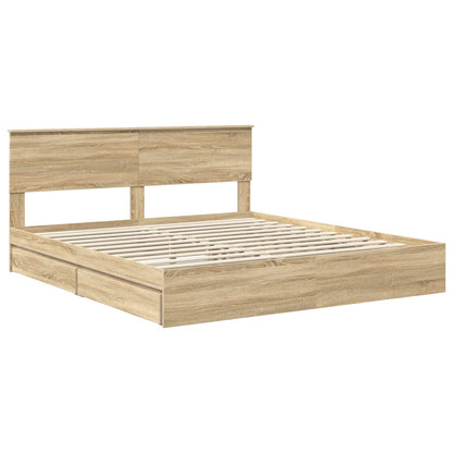 Storage Bed with Drawer Sonoma Oak 180 x 200 cm Engineered Wood