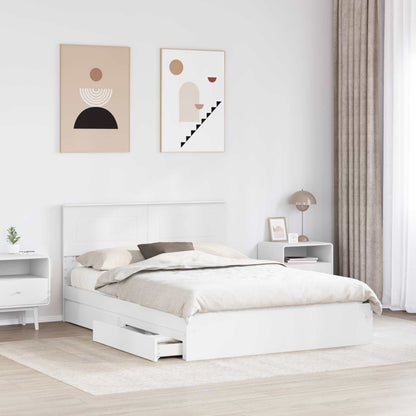 Storage Bed with Headboard White 160 x 200 cm Engineered Wood