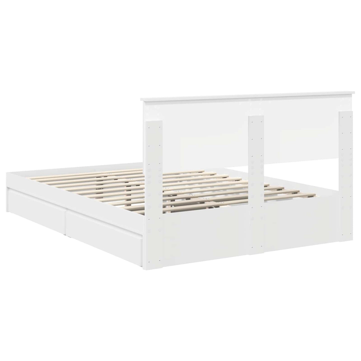 Storage Bed with Headboard White 160 x 200 cm Engineered Wood