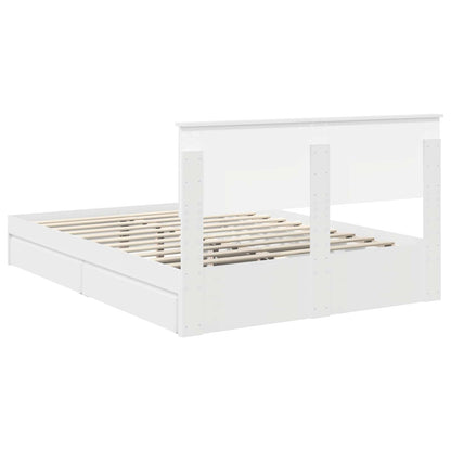Storage Bed with Headboard White 160 x 200 cm Engineered Wood