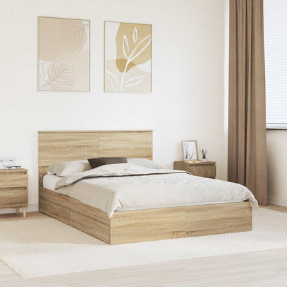 Storage Bed with Drawer Sonoma Oak 160 x 200 cm Engineered Wood