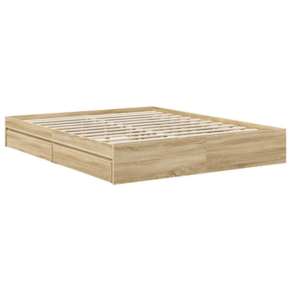Storage Bed with Drawer Sonoma Oak 160 x 200 cm Engineered Wood