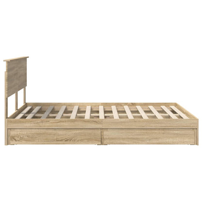 Storage Bed with Drawer Sonoma Oak 160 x 200 cm Engineered Wood