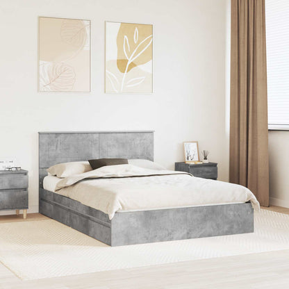 Storage Bed Concrete Grey 150 x 200 cm Engineered Wood
