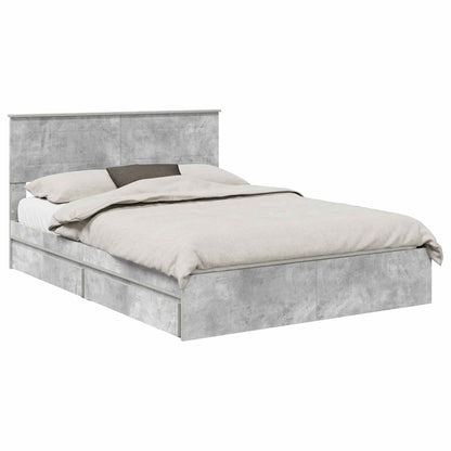 Storage Bed Concrete Grey 150 x 200 cm Engineered Wood