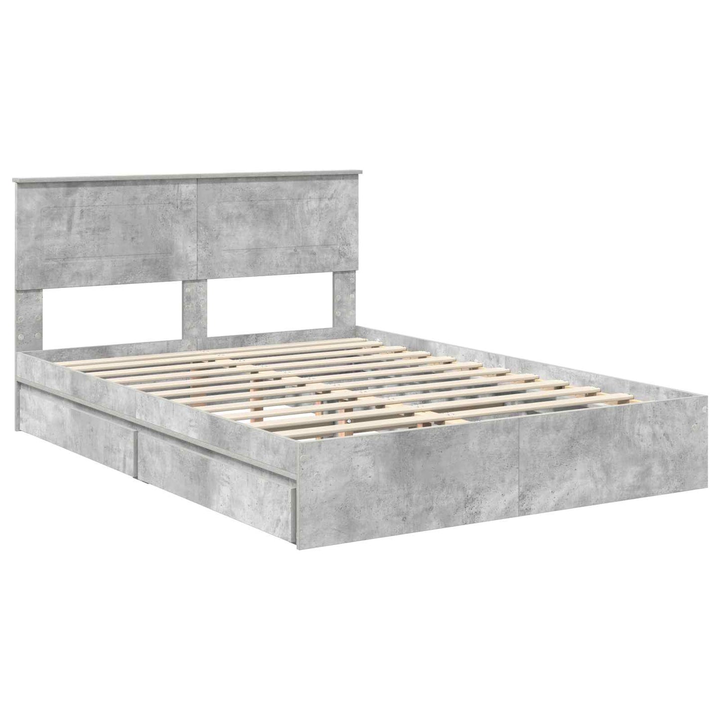 Storage Bed Concrete Grey 150 x 200 cm Engineered Wood