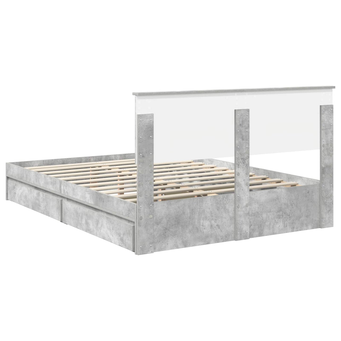 Storage Bed Concrete Grey 150 x 200 cm Engineered Wood