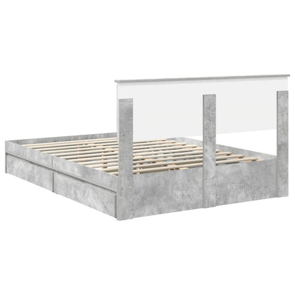 Storage Bed Concrete Grey 150 x 200 cm Engineered Wood